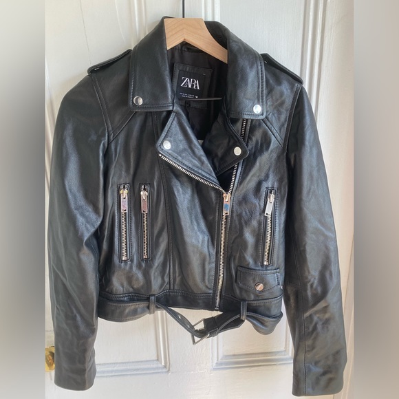 ZARA Genuine Leather Jacket Brand New Size S - Picture 3 of 16